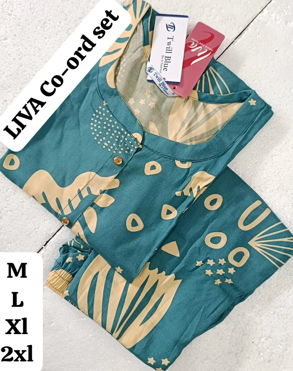Blue-WhiteBlock-Coord-Sets-Rayon-Liva-Kurti-TW30