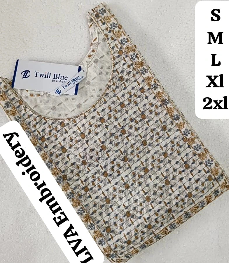 Embroidery Liva Kurti White EKTB03