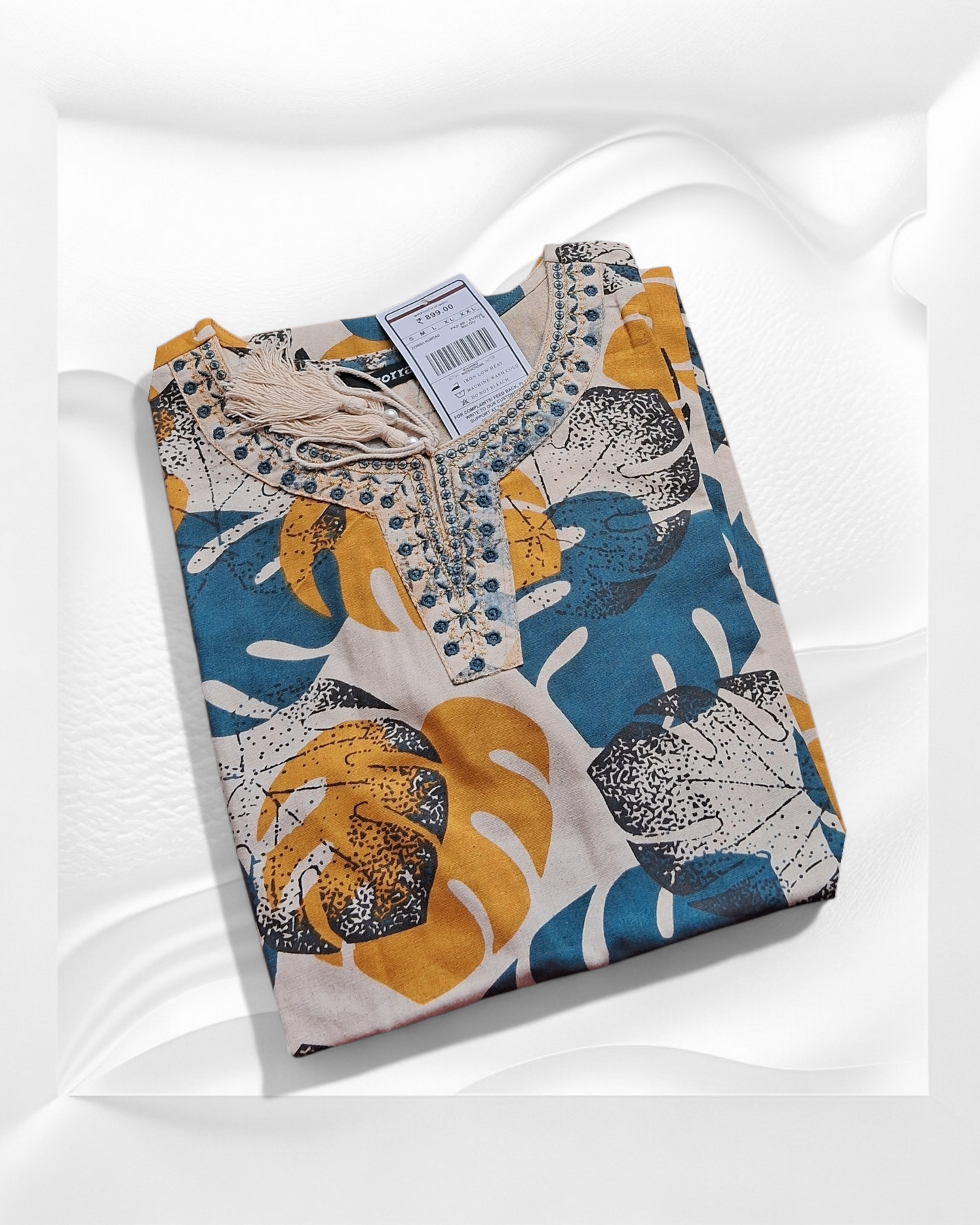 PREMIUM White Yellow Kurti ZO24
