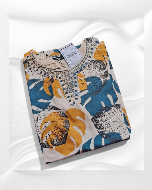 PREMIUM White Yellow Kurti ZO24