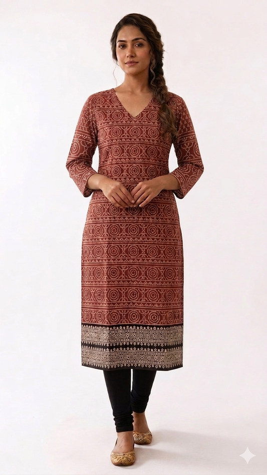 Cotton Ajrak Kurti TW 122