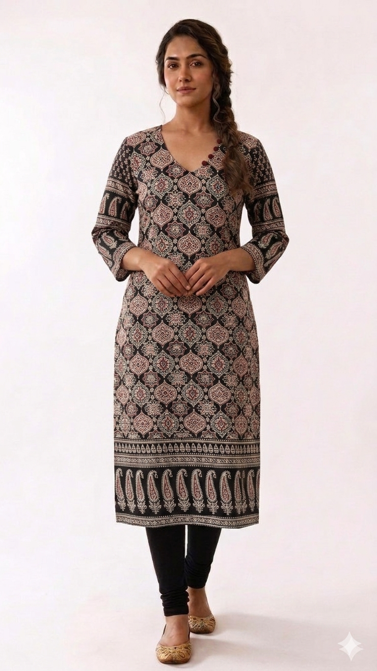 Cotton Ajrak Kurti TW 123