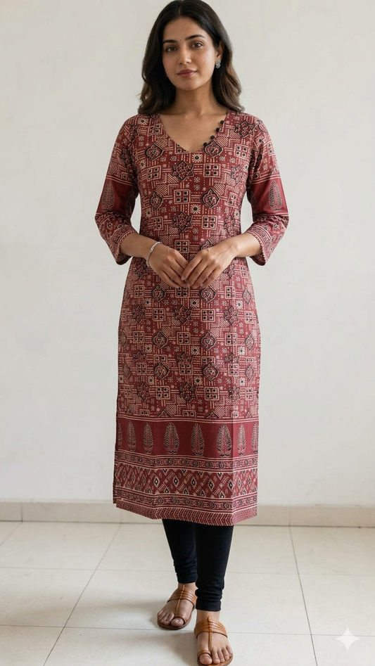 Cotton Ajrak Kurti TW 124