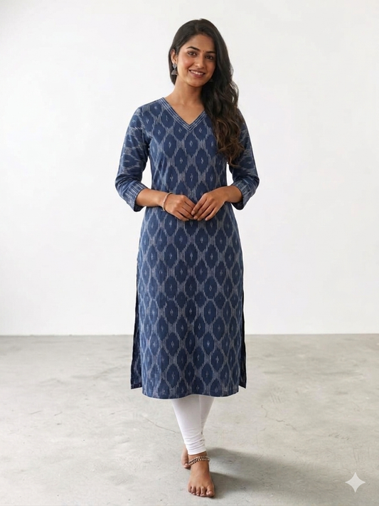 Cotton Ikkat Kurti VB11