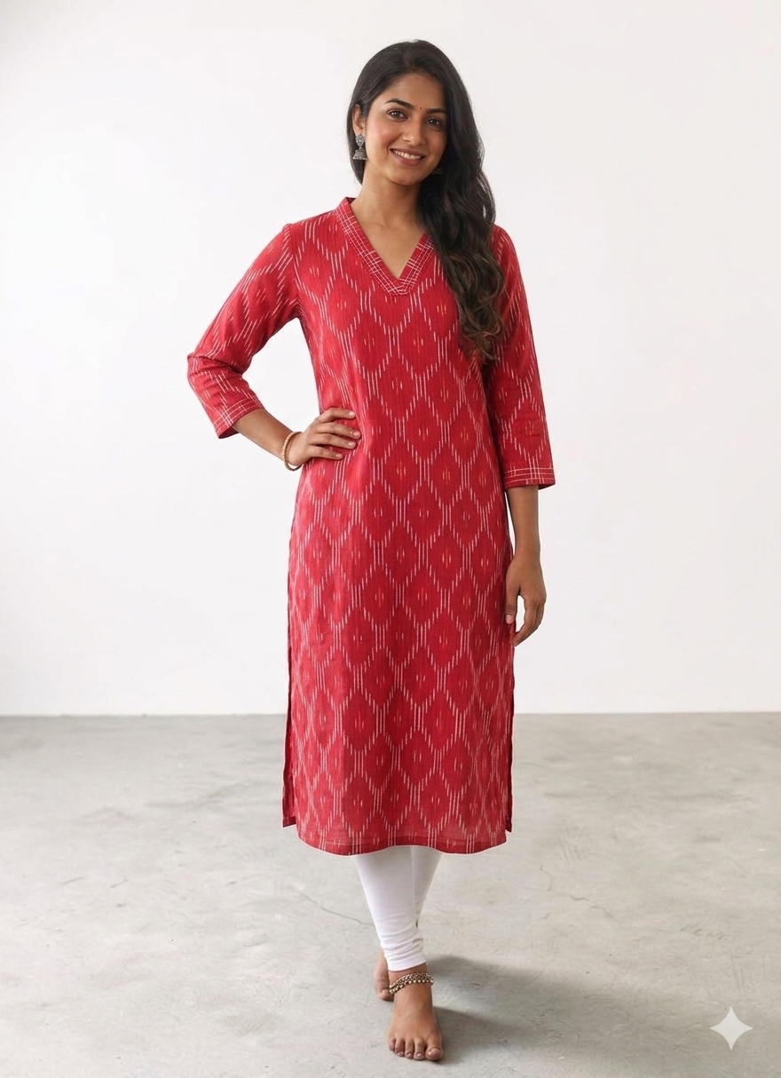 Cotton Ikkat Kurti VB09