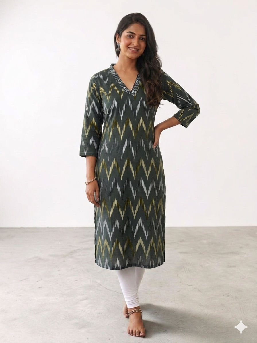 Cotton Ikkat Kurti VB07