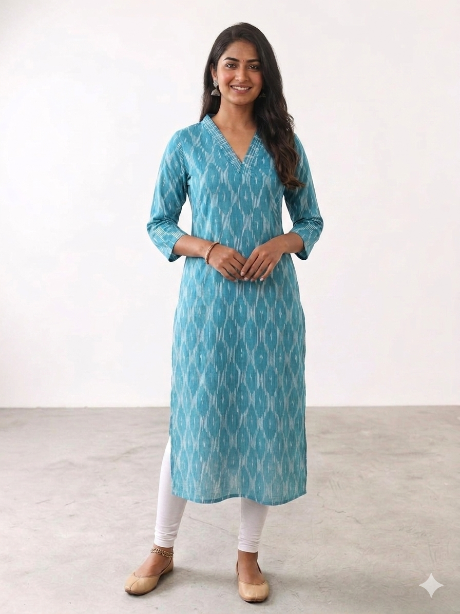 Cotton Ikkat Kurti VB08