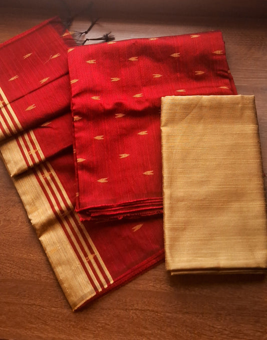 Dark Red Unstitched Raw Silk Suit