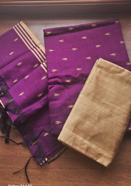 Dark Purple Unstitched Raw Silk Suit UN02