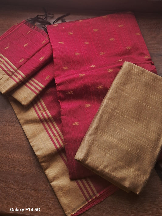 Pink Unstitched Raw Silk Suit UN05