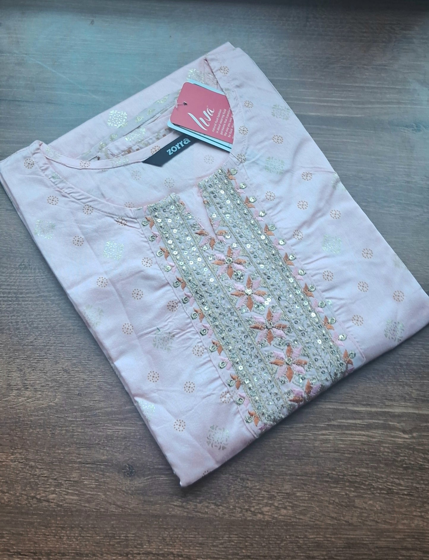 Pink Premium A Line LIVA SILK Kurti (Closed side)