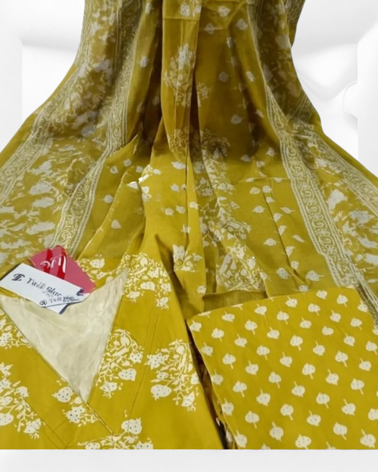 Floral Yellow Green piece Plus size salwar