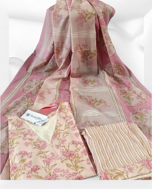 Floral Pink 3 piece Plus size salwar