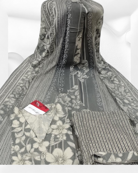 Floral  Grey 3 piece Plus size salwar