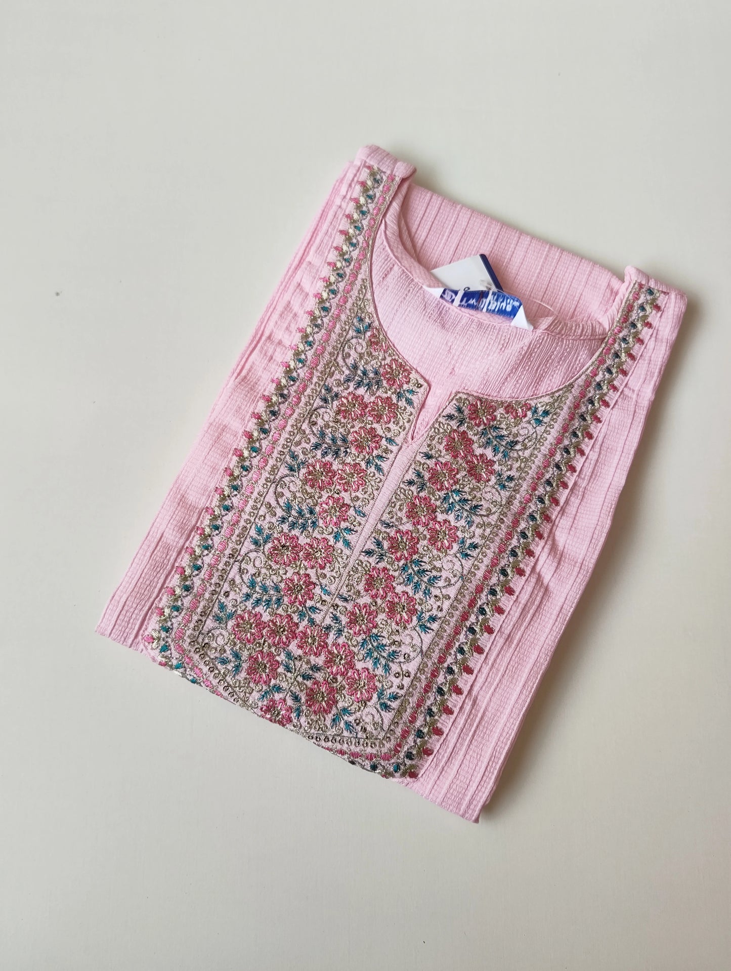 Baby Pink Popcorn Kurti TW43