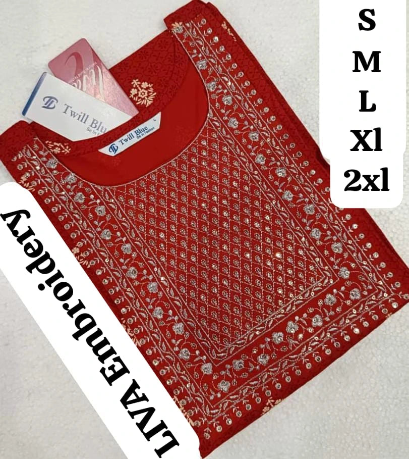 Embroidery Liva Kurti Red EKTB05