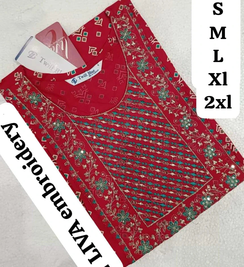Embroidery Liva Kurti Dark Pink EKTB07