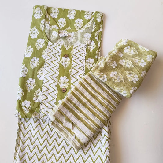 Green Jaipur Salwar JP02 Plus Size (3 pcs Set)