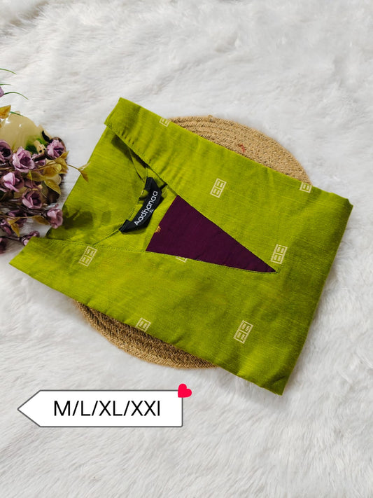 Green Raw Silk Kurti