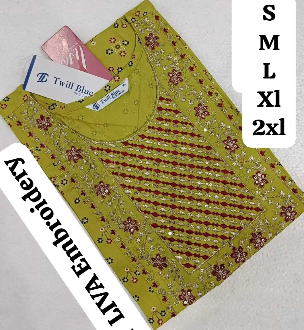 Green Embroidery Kurti TW51