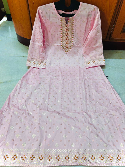 Pink Premium A Line LIVA SILK Kurti (Closed side)