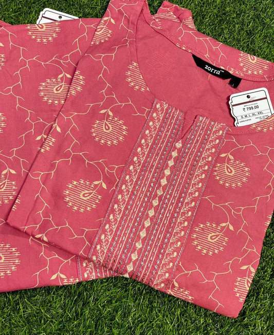 PREMIUM Tomato Pink Kurti ZO41