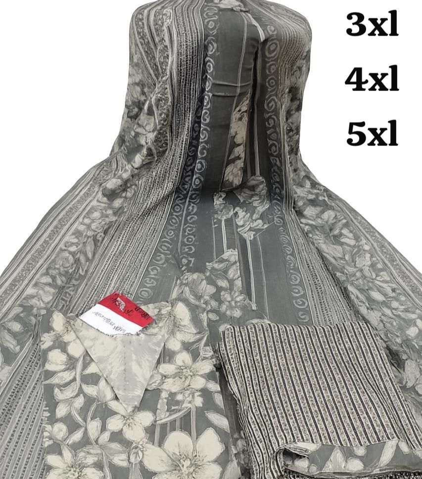 Floral  Grey 3 piece Plus size salwar