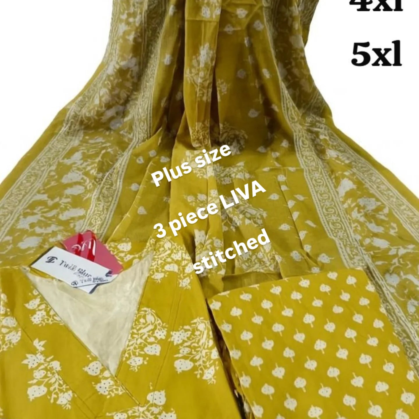 Floral Yellow Green piece Plus size salwar