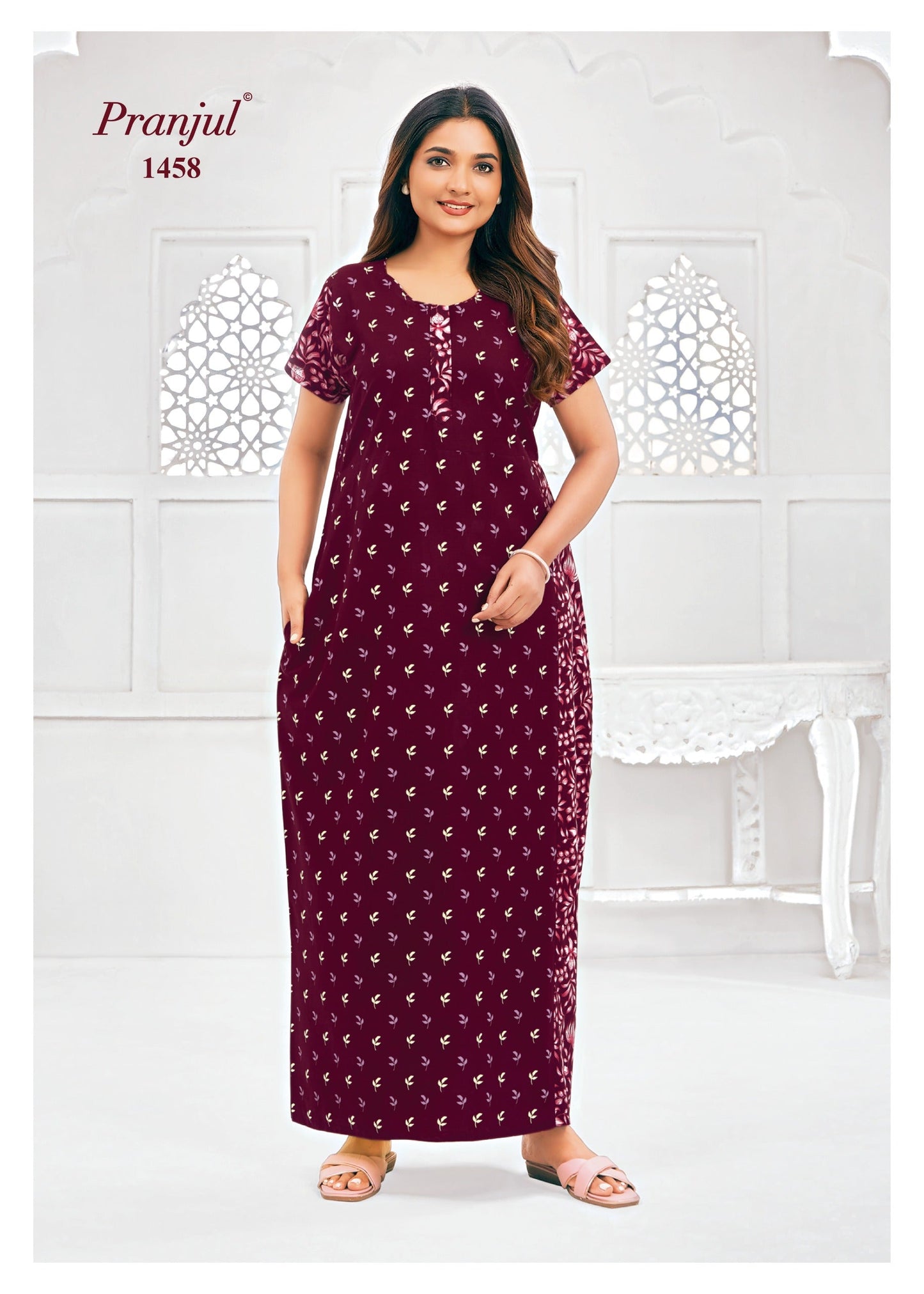 Cotton Pranjul Nighty 1458