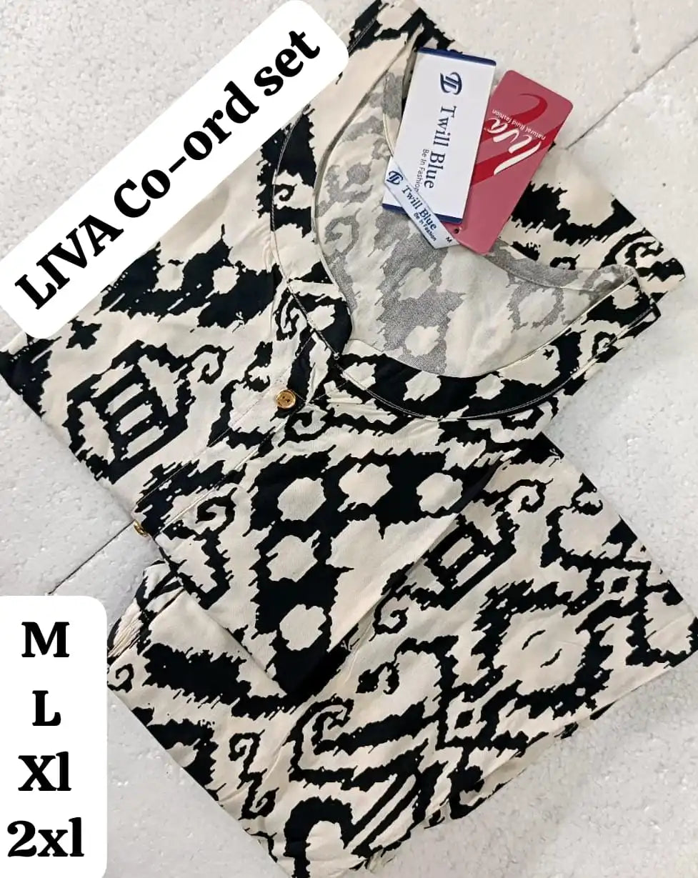 White-Black-Coord-Sets-Rayon-Liva-Kurti-TW33
